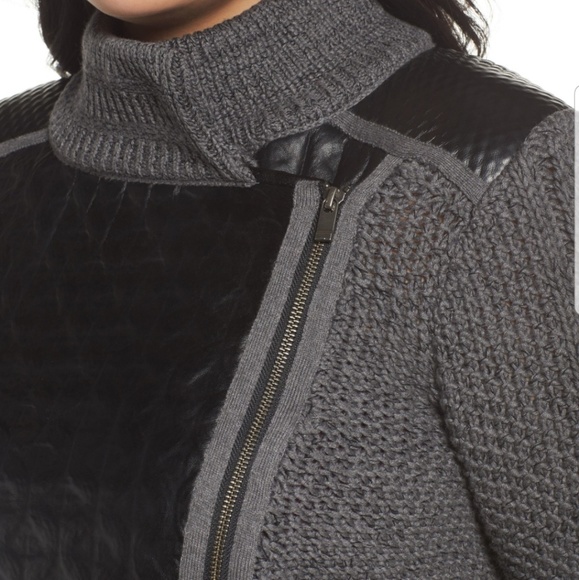 SOLD NIC+ZOE LEATHER AND KNIT MOTO JACKET XS $398 - Picture 3 of 8
